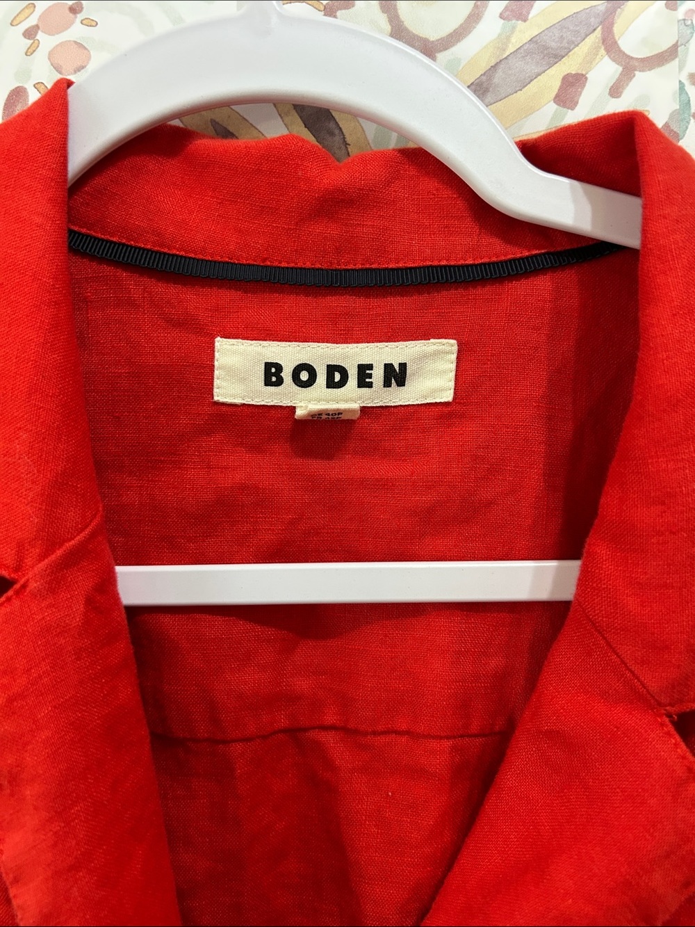 Boden Red Button-Front Short Sleeve 100% Linen Midi Dress Size 10P Petite *read* - Picture 2 of 5